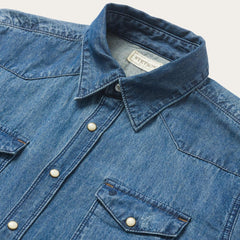 Medium Blue Denim Shirt Blue | Men Stetson Modern Cut