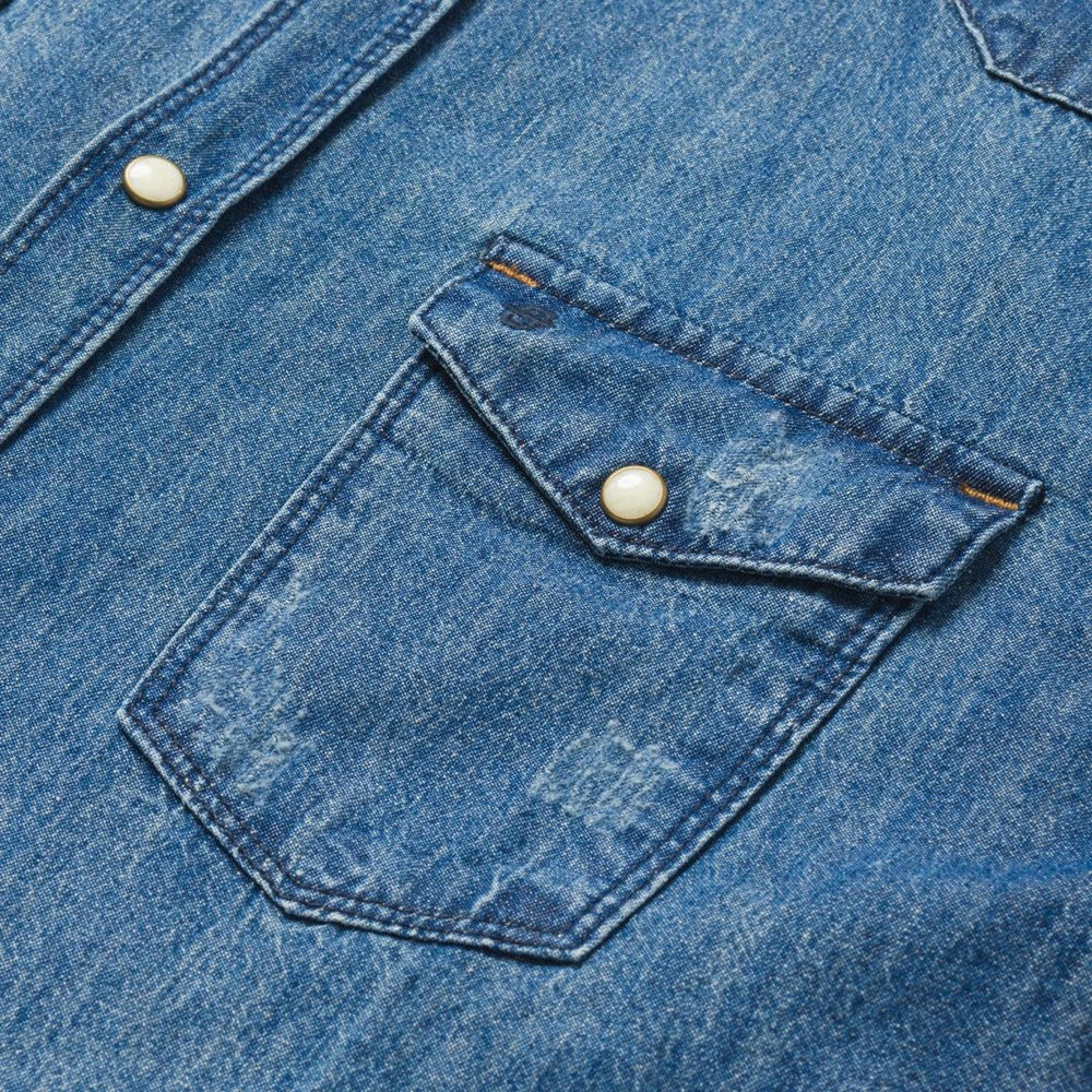 Medium Blue Denim Shirt Blue | Men Stetson Western Shirts