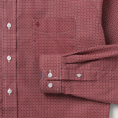 Micro Print Button-Front Shirt Red | Men Stetson Modern Cut