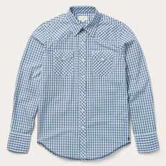 Modern Snap Front Shirt In Mini Check Blue | Men Stetson Western Shirts