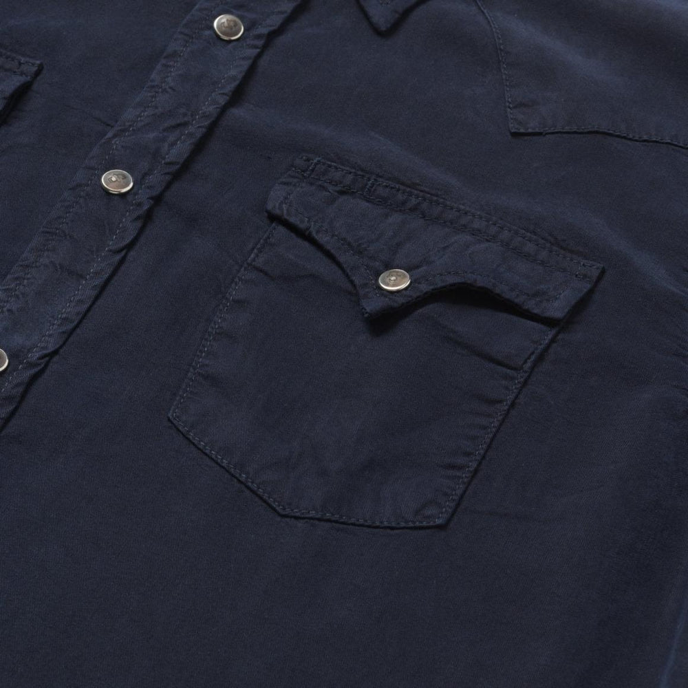 Navy Twill Shirt Blue | Men Stetson Modern Cut