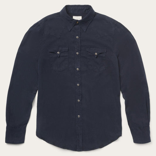 Navy Twill Shirt Blue | Men Stetson Western Shirts