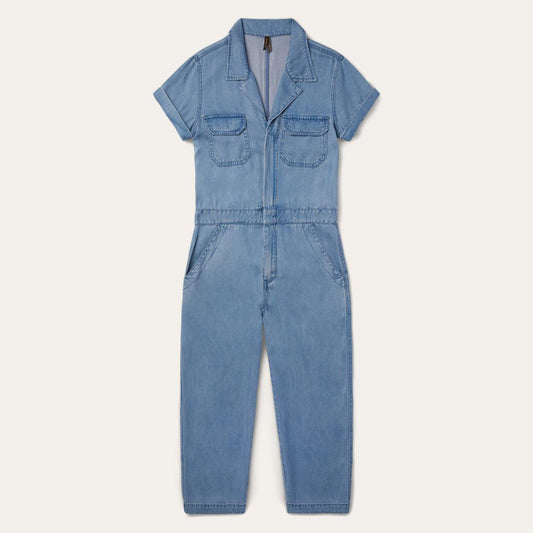 Notch Collar Jumpsuit Blue | Women Stetson Jumpsuits