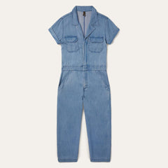 Notch Collar Jumpsuit Blue | Women Stetson Jumpsuits