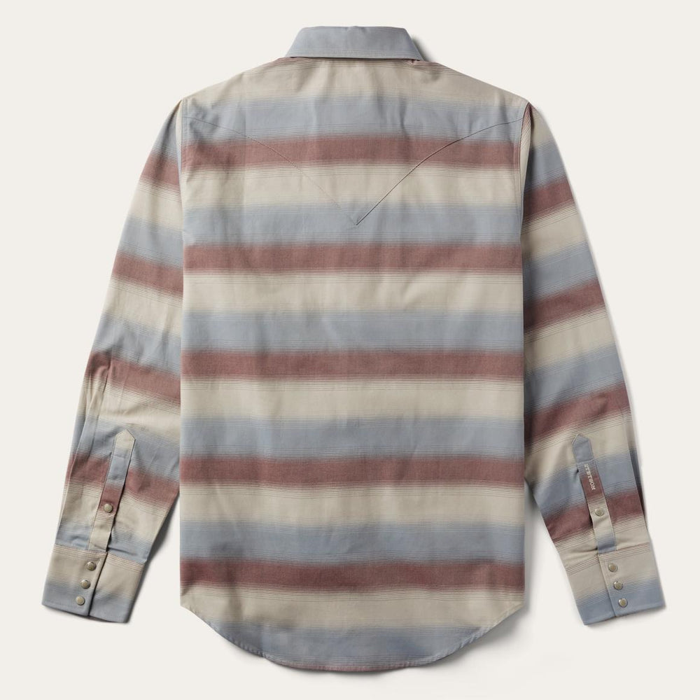 Ombre Stripe Twill Shirt Wine | Men Stetson Modern Cut