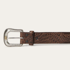 Ostrich Print Croco Embossed Western Tabs Belt Cognac/california Nut | Men Stetson Belts