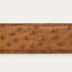 Ostrich Western Tab Belt - 1 1/4" Width Antique Cognac | Men Stetson Belts