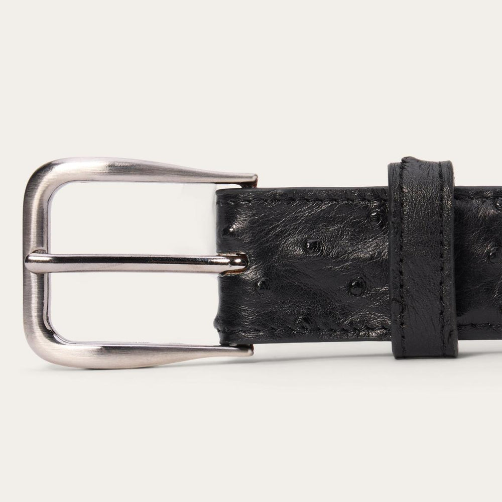 Ostrich Western Tab Belt - 1 1/4" Width Black Cowboy Classic | Men Stetson Belts