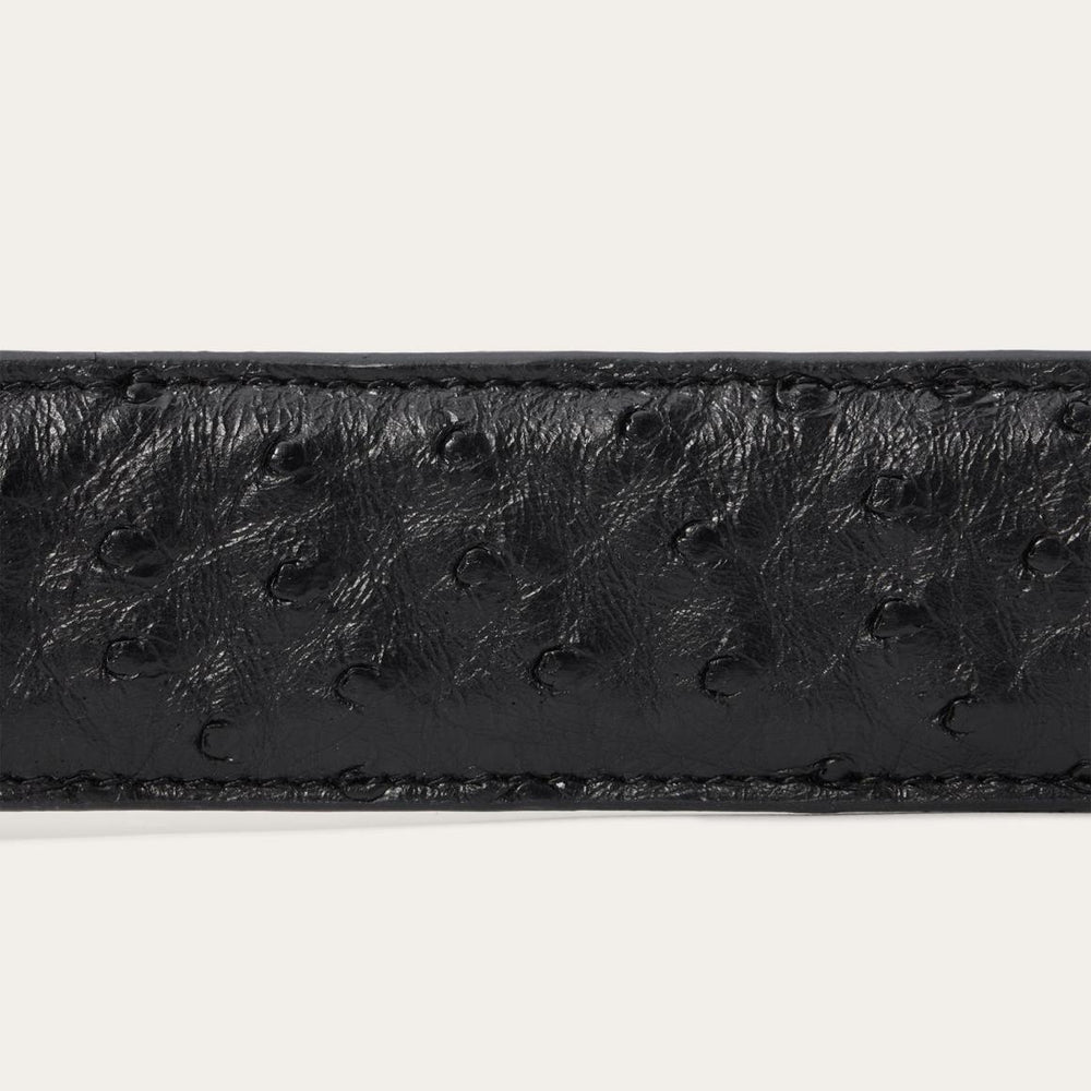 Ostrich Western Tab Belt Black | Men Stetson Belts