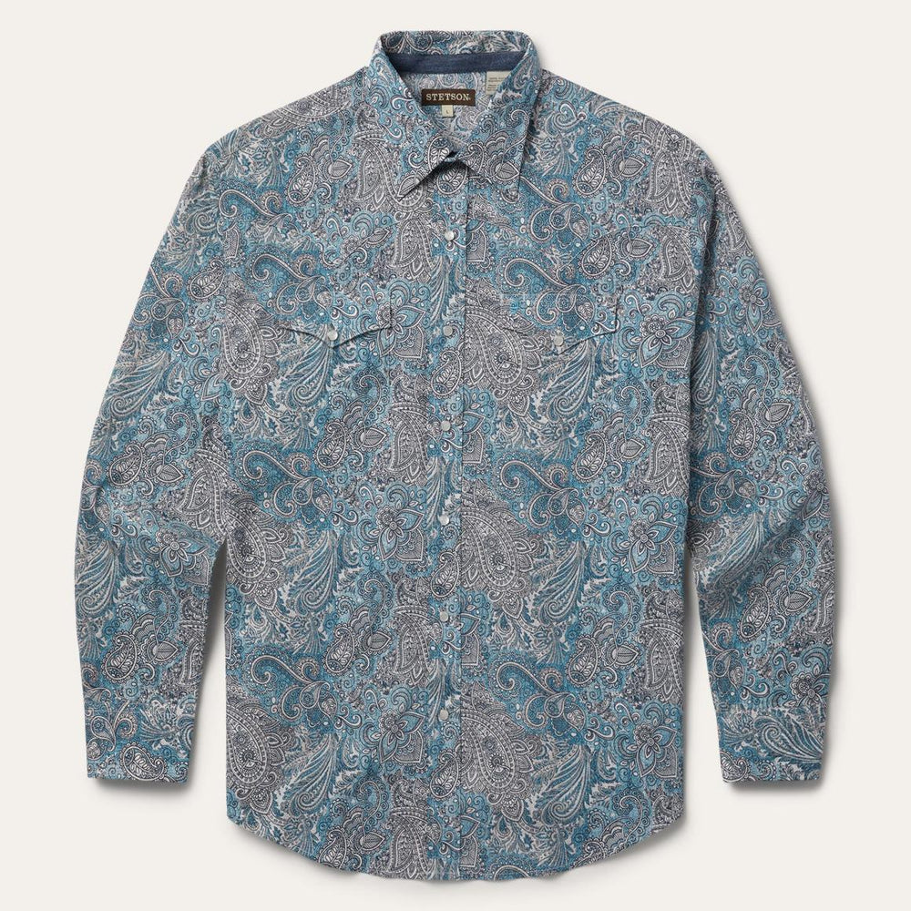 Paisley Western Shirt Green | Men Stetson Western Shirts