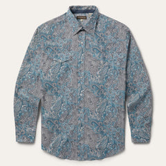 Paisley Western Shirt Green | Men Stetson Western Shirts