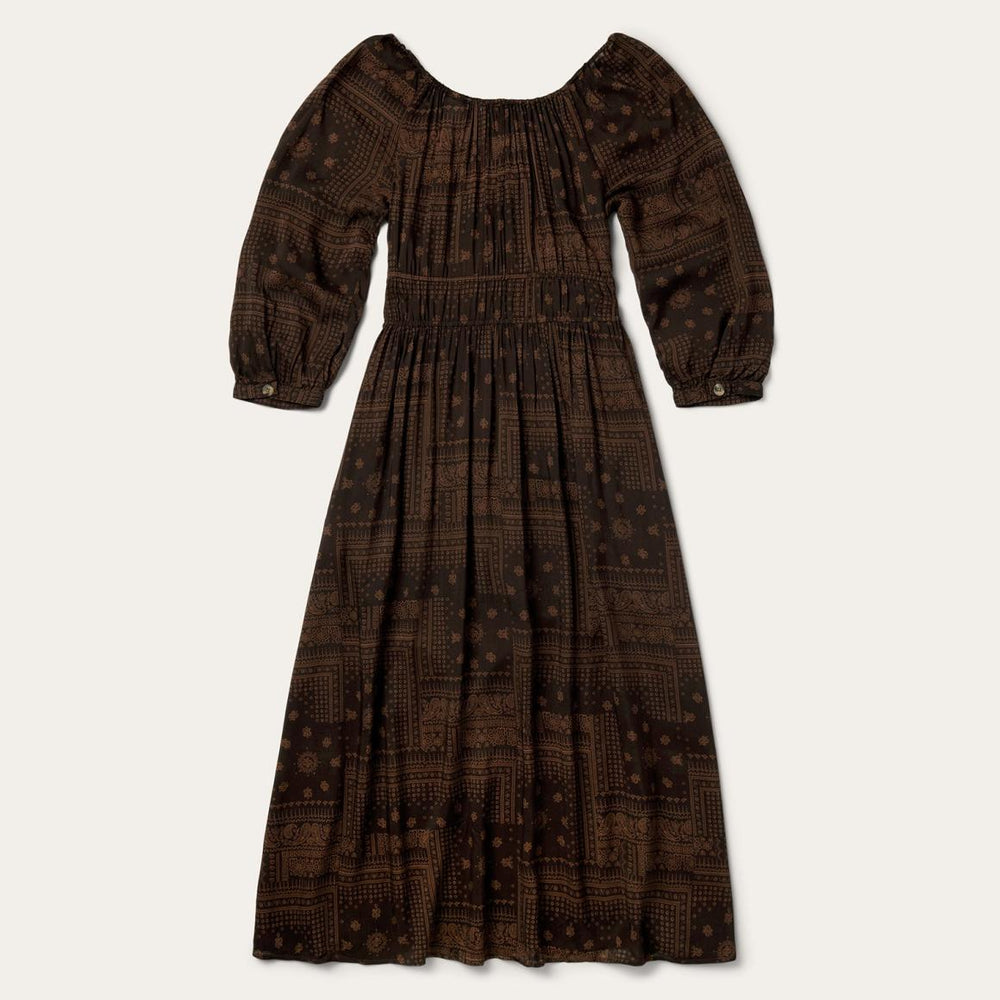 Patchwork Bandana Print Dress Brown | Women Stetson Midi