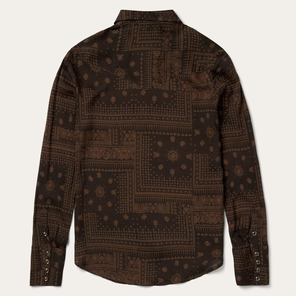 Patchwork Bandana Print Shirt Brown | Women Stetson Western Shirts