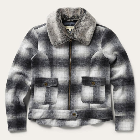 Plaid Cropped Jacket Black | Women Stetson Jackets
