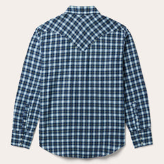Plaid Twill Dobby Western Shirt Blue | Men Stetson Western Shirts