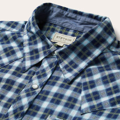 Plaid Twill Dobby Western Shirt Blue | Men Stetson Western Shirts