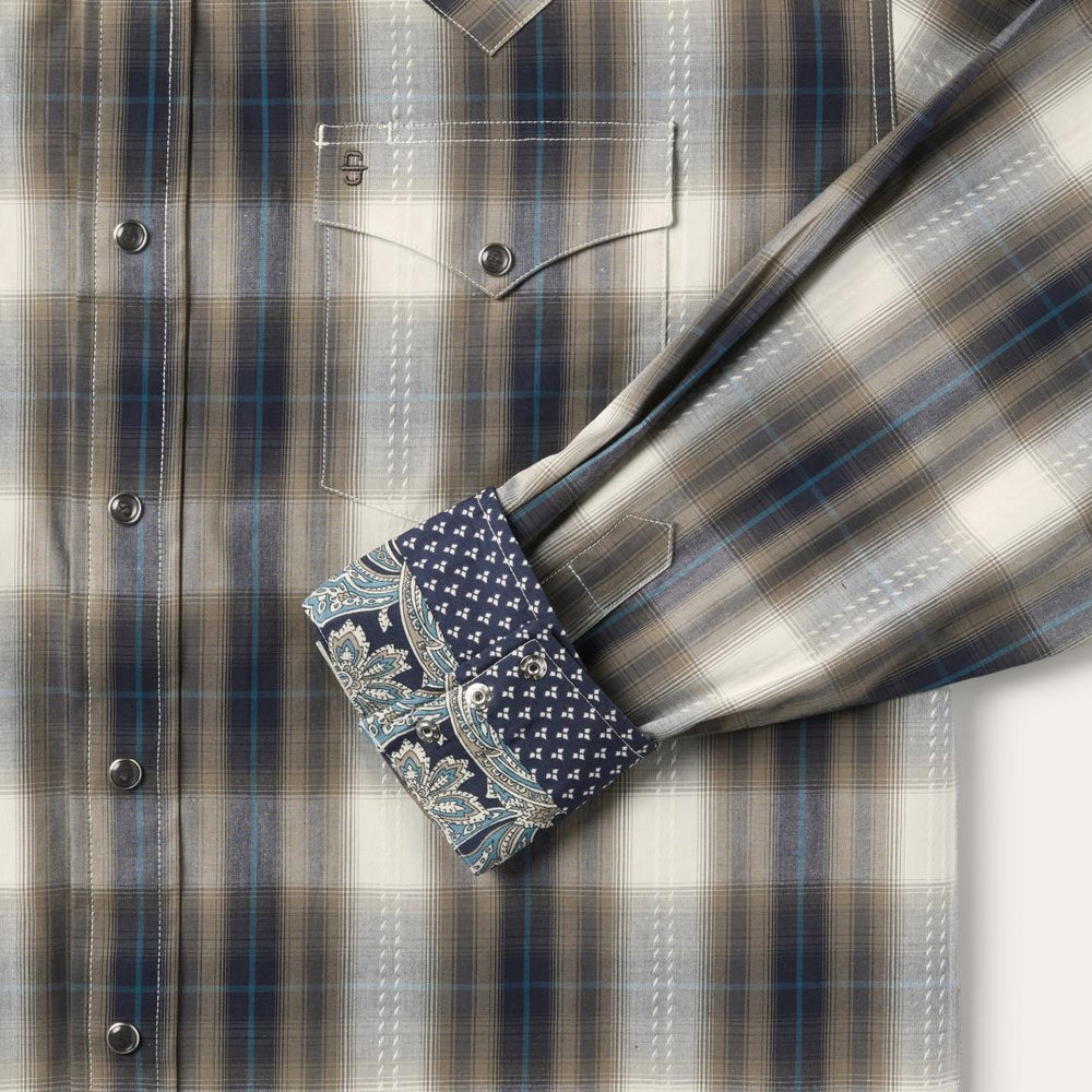 Ranch Plaid Dobby Western Shirt Brown | Men Stetson Western Shirts