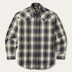 Ranch Plaid Dobby Western Shirt Brown | Men Stetson Western Shirts