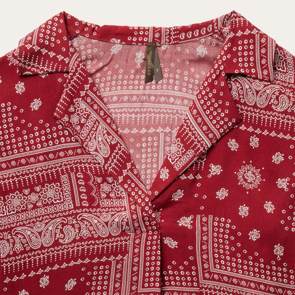 Red Bandana Patchwork Blouse Red | Women Stetson Blouses
