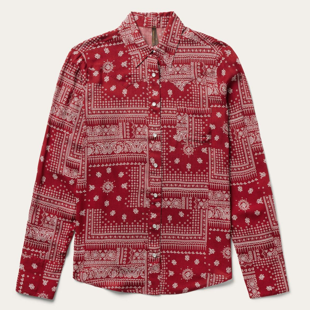 Red Bandana Patchwork Shirt Red | Women Stetson Western Shirts