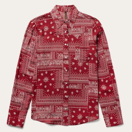 Red Bandana Patchwork Shirt Red | Women Stetson Western Shirts