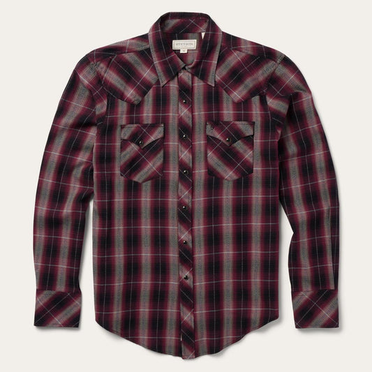 Red Marl Plaid Western Shirt Red | Men Stetson Modern Cut