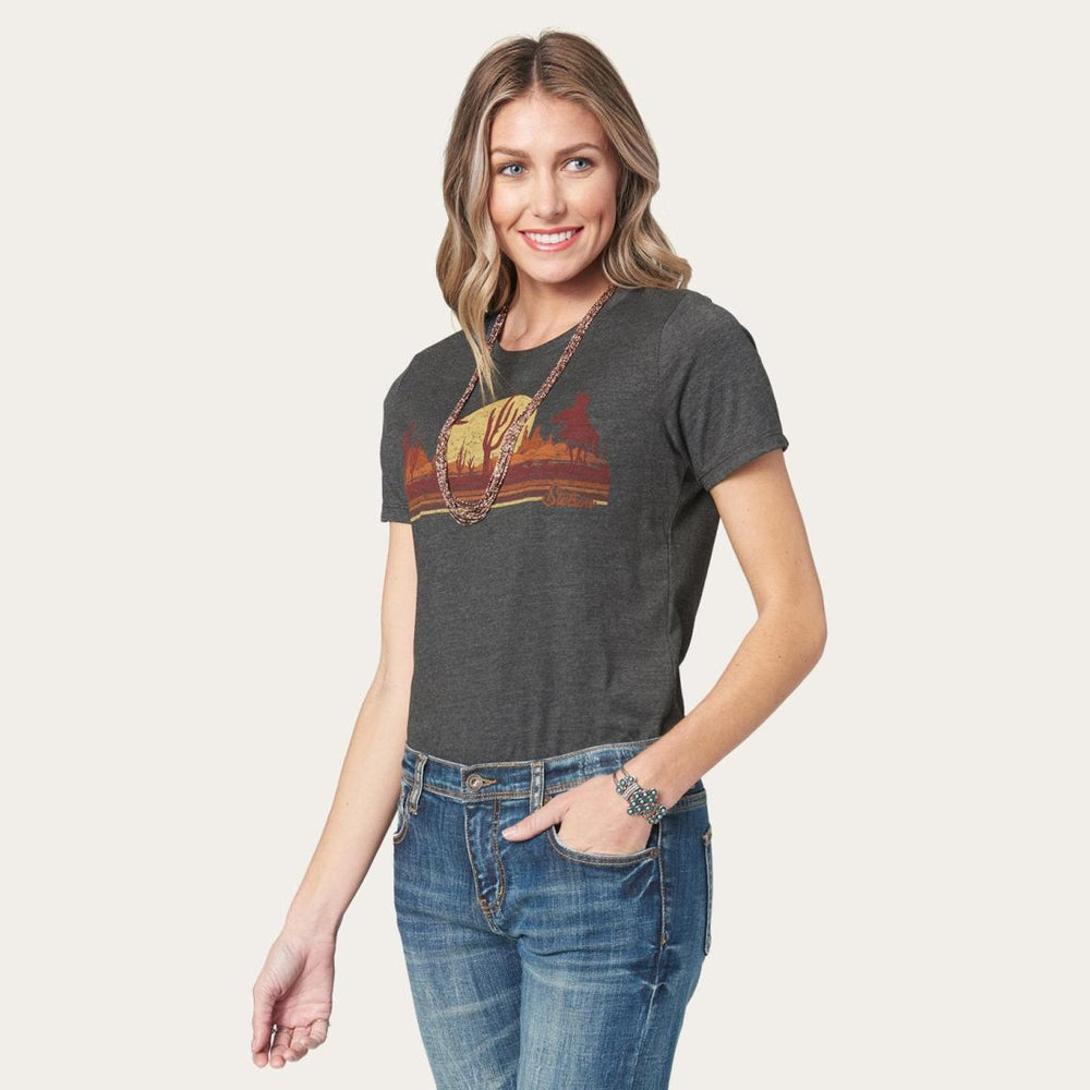 Riding Into The Sunset Graphic Tee Grey | Women Stetson Tees