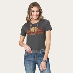 Riding Into The Sunset Graphic Tee Grey | Women Stetson Tees