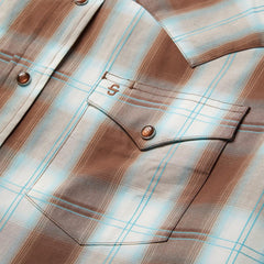 Sand Ombre Plaid Western Shirt Brown | Men Stetson Western Shirts