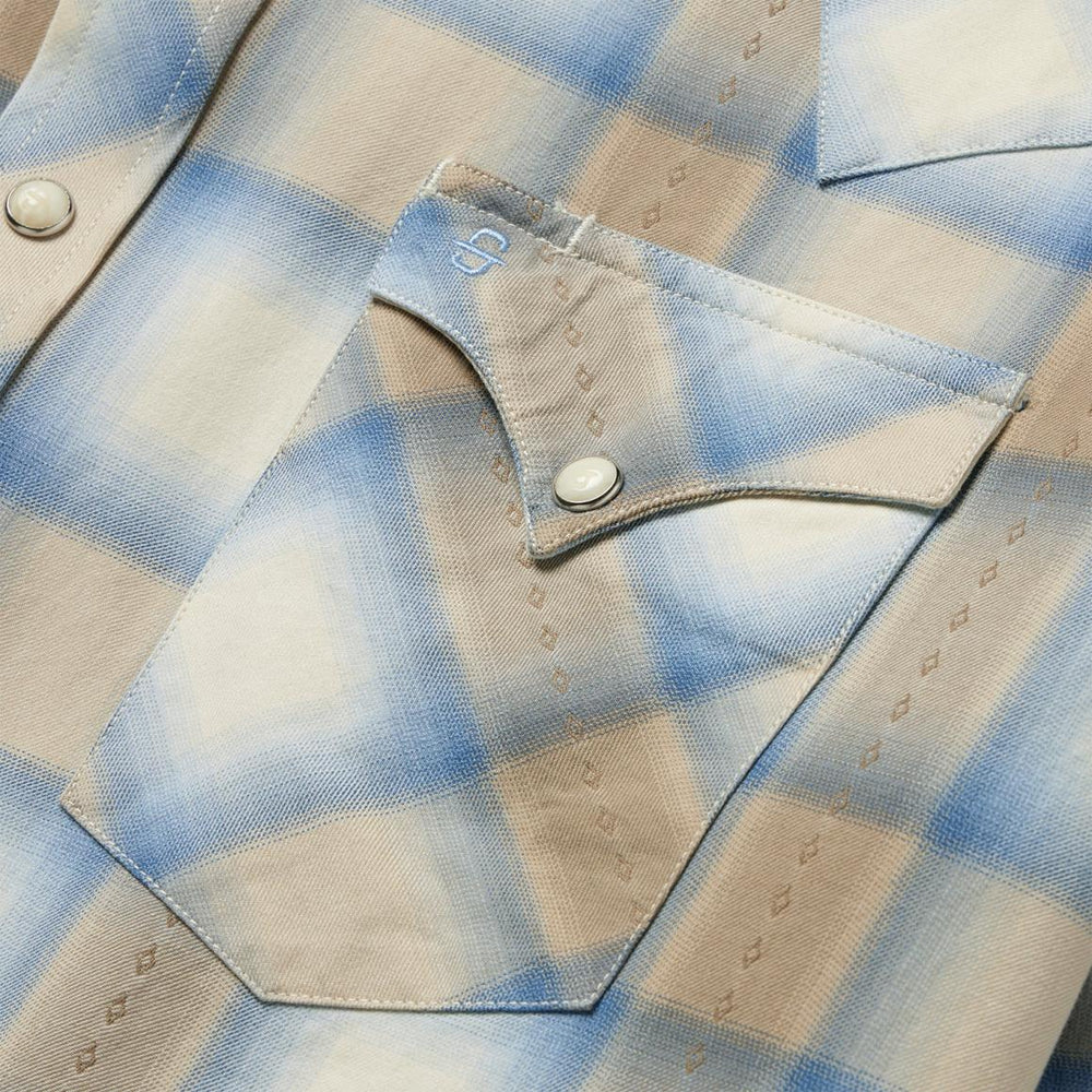 Sand Plaid Dobby Western Shirt Brown | Men Stetson Western Shirts