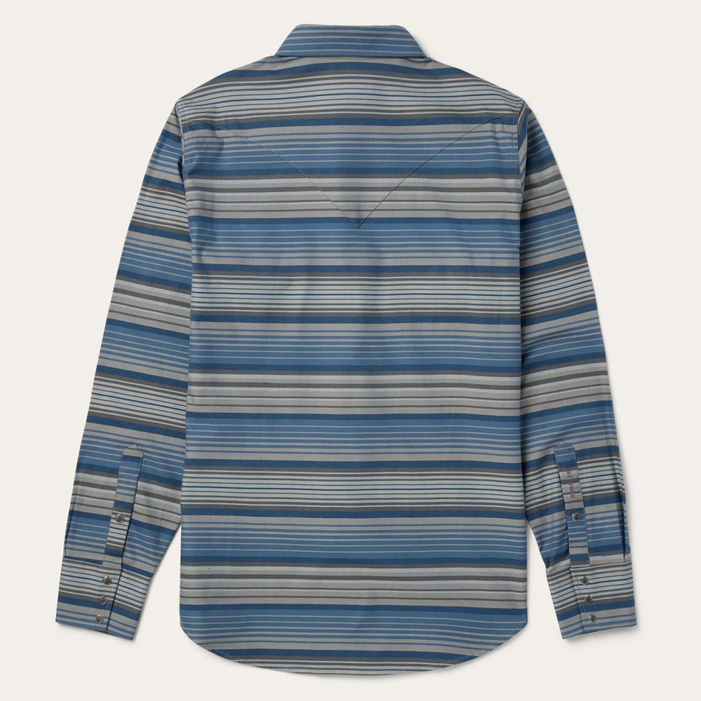 Serape Stripe Western Shirt Blue | Men Stetson Modern Cut