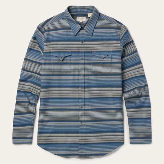 Serape Stripe Western Shirt Blue | Men Stetson Modern Cut