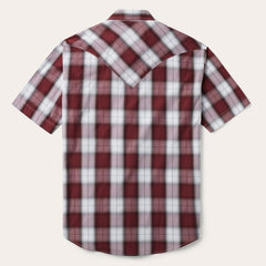 Shadow Plaid Short Sleeve Western Shirt Wine | Men Stetson Classic Cut