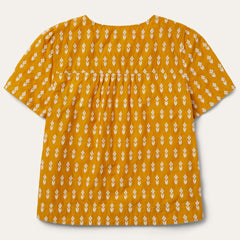 Short-Sleeved Aztec Blouse Yellow | Women Stetson Blouses