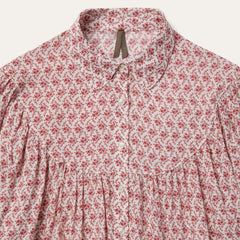 Short-Sleeved Cottage Floral Blouse Red | Women Stetson Blouses