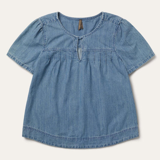 Short-Sleeved Denim Blouse Blue | Women Stetson Blouses