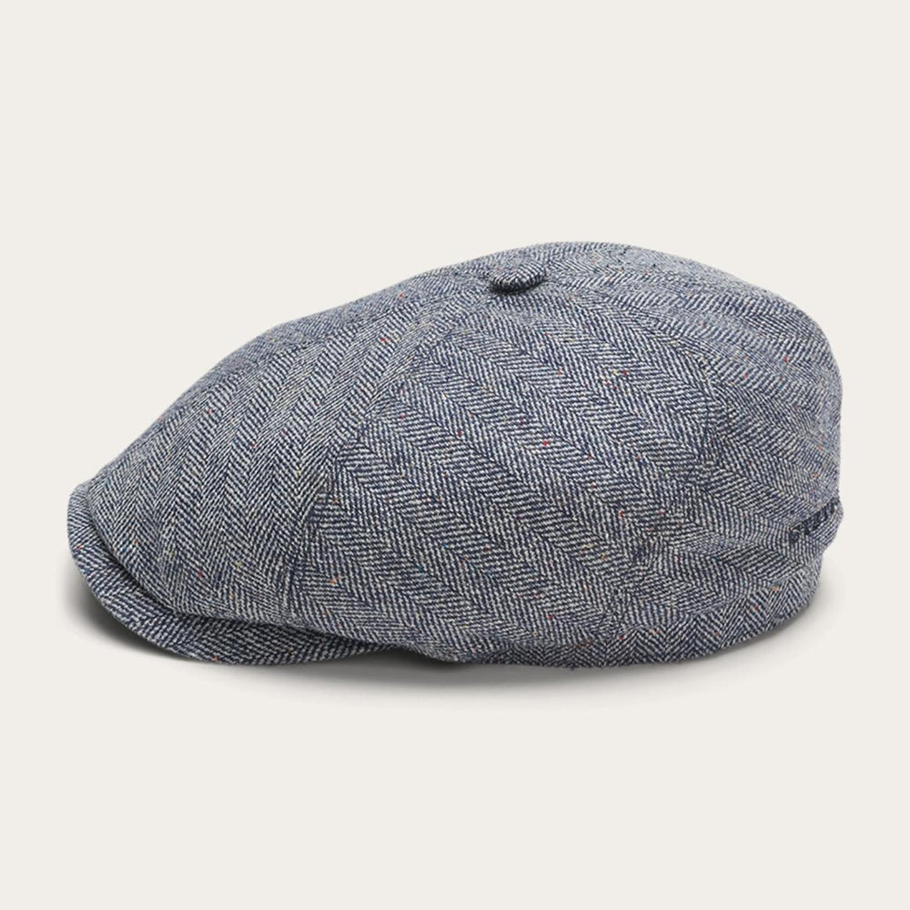 Silk Six-Panel Cap Blue Herringbone | Men/Women Stetson Caps & Truckers