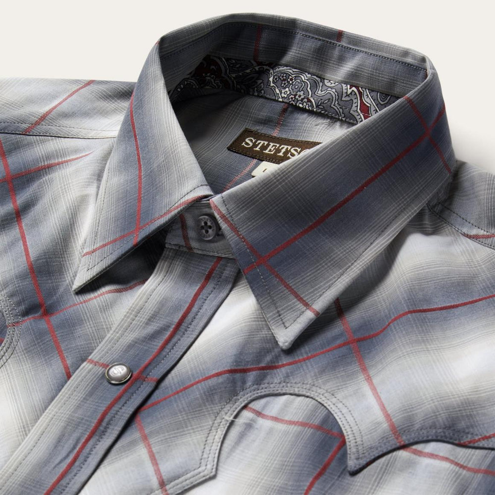 Smoke Ombre Western Shirt Grey | Men Stetson Classic Cut
