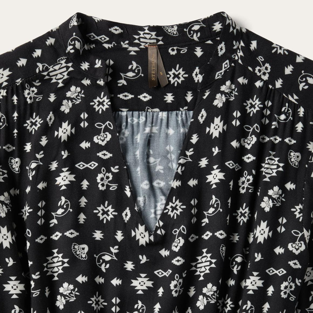Southwestern Ditzy Print Dress Black | Women Stetson Midi