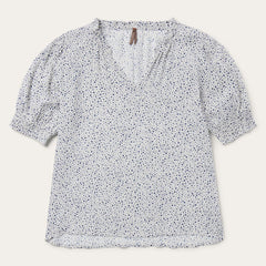 Stars Print Peasant Blouse White | Women Stetson Blouses