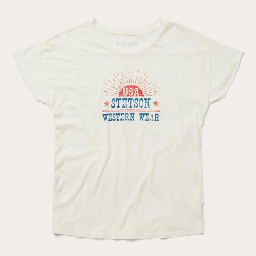 Sunrise Graphic Tee White | Women Stetson Tees