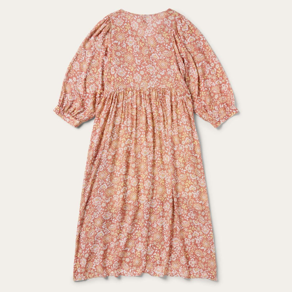 Sunset Floral Print Rayon Dress Pink | Women Stetson Midi