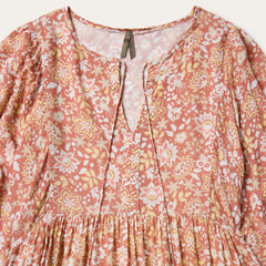 Sunset Floral Print Rayon Dress Pink | Women Stetson Midi