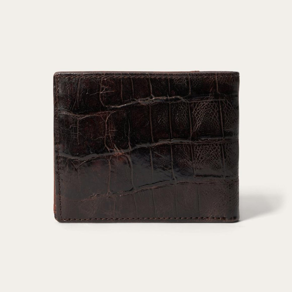 Tooled Embossed Ostrich Bi-Fold Wallet Brown | Men Stetson Wallets