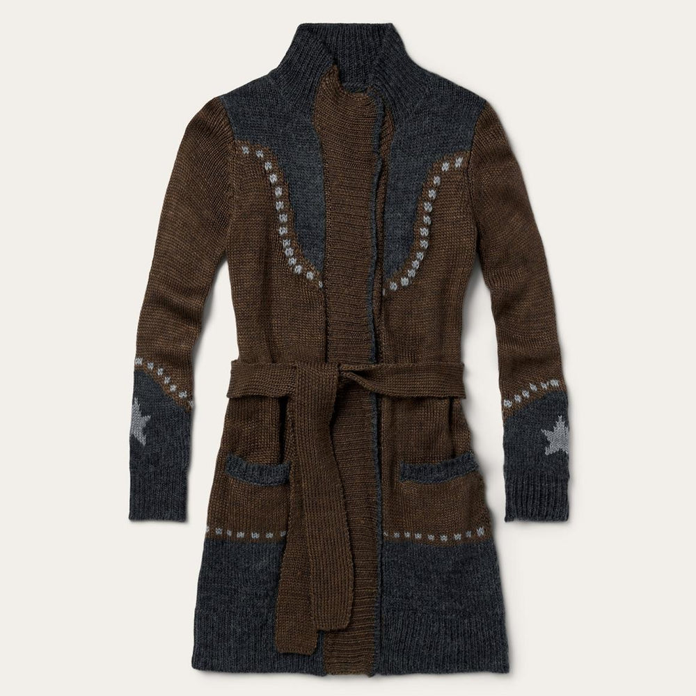 Vintage Steer Head Cardigan Brown | Women Stetson Sweaters