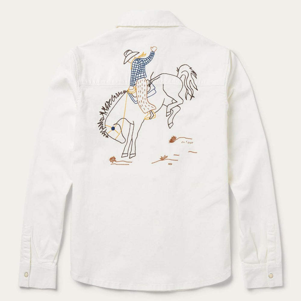 Western Embroidered Denim Shirt White | Women Stetson Western Shirts