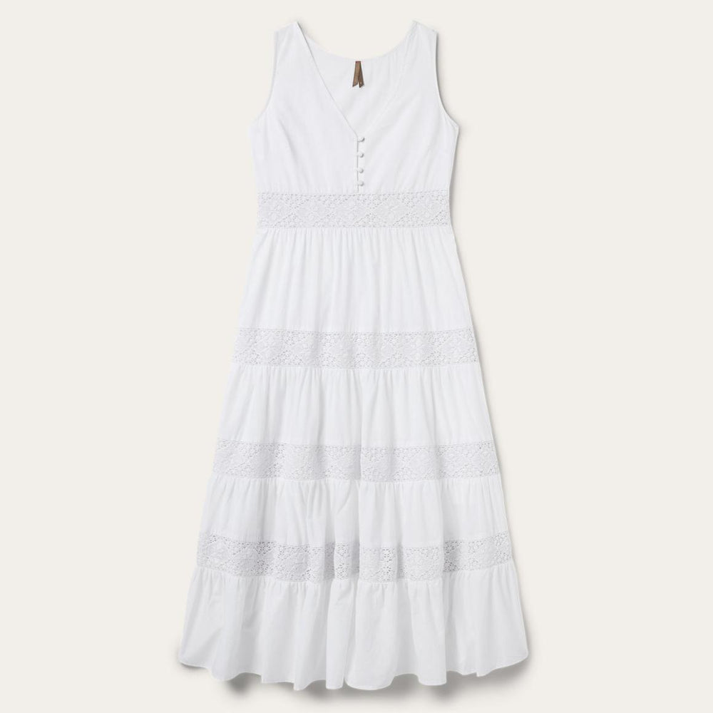 White Cotton Lawn Sleeveless Dress White | Women Stetson Midi