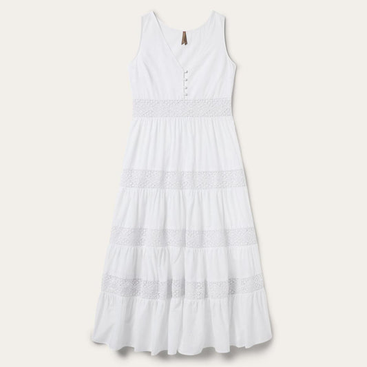 White Cotton Lawn Sleeveless Dress White | Women Stetson Midi