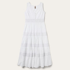 White Cotton Lawn Sleeveless Dress White | Women Stetson Midi