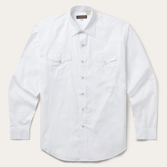 White Pinpoint Oxford Western Shirt White | Men Stetson Classic Cut